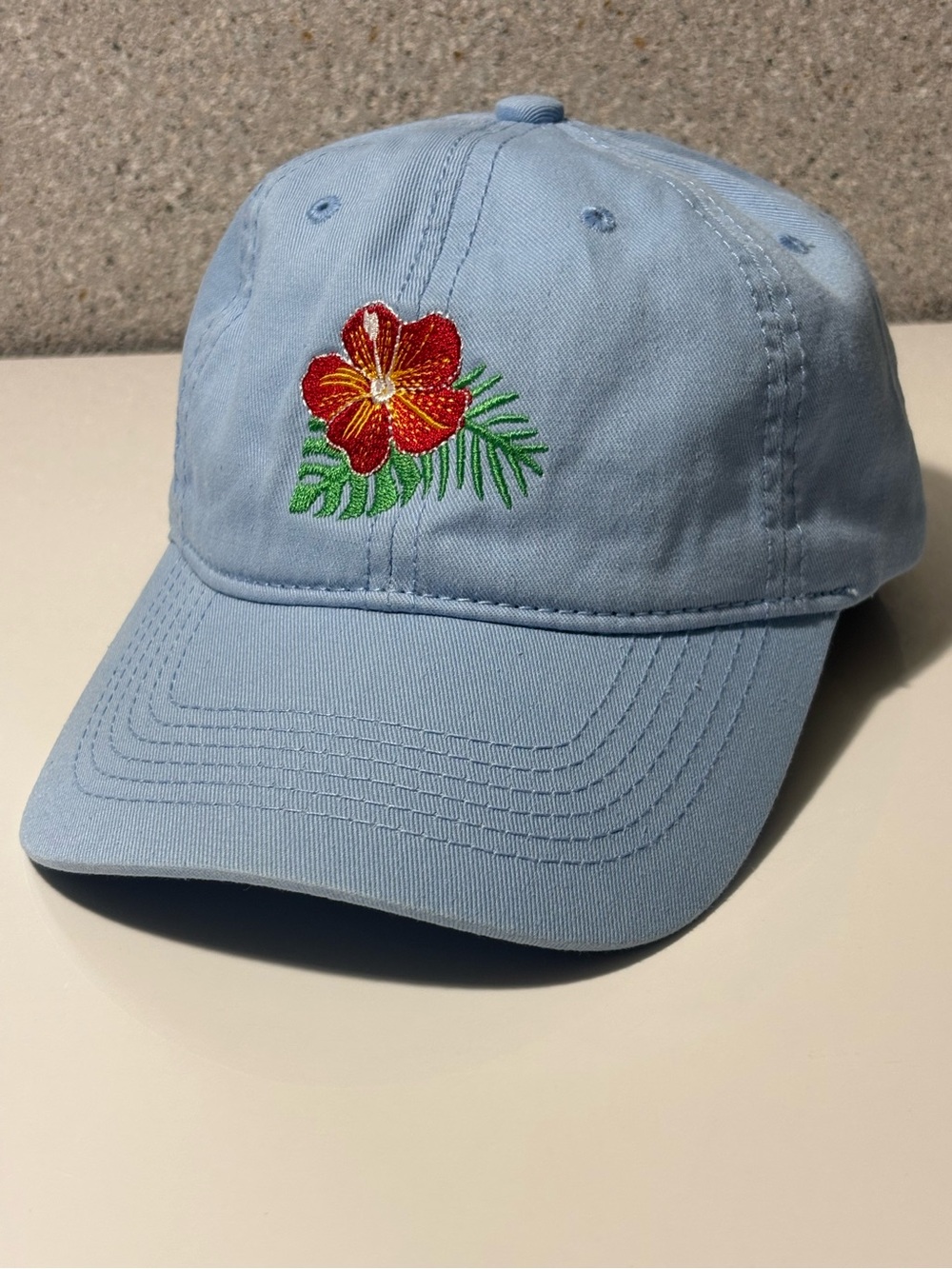 Tropical Hibiscus Light Blue Dad Hat